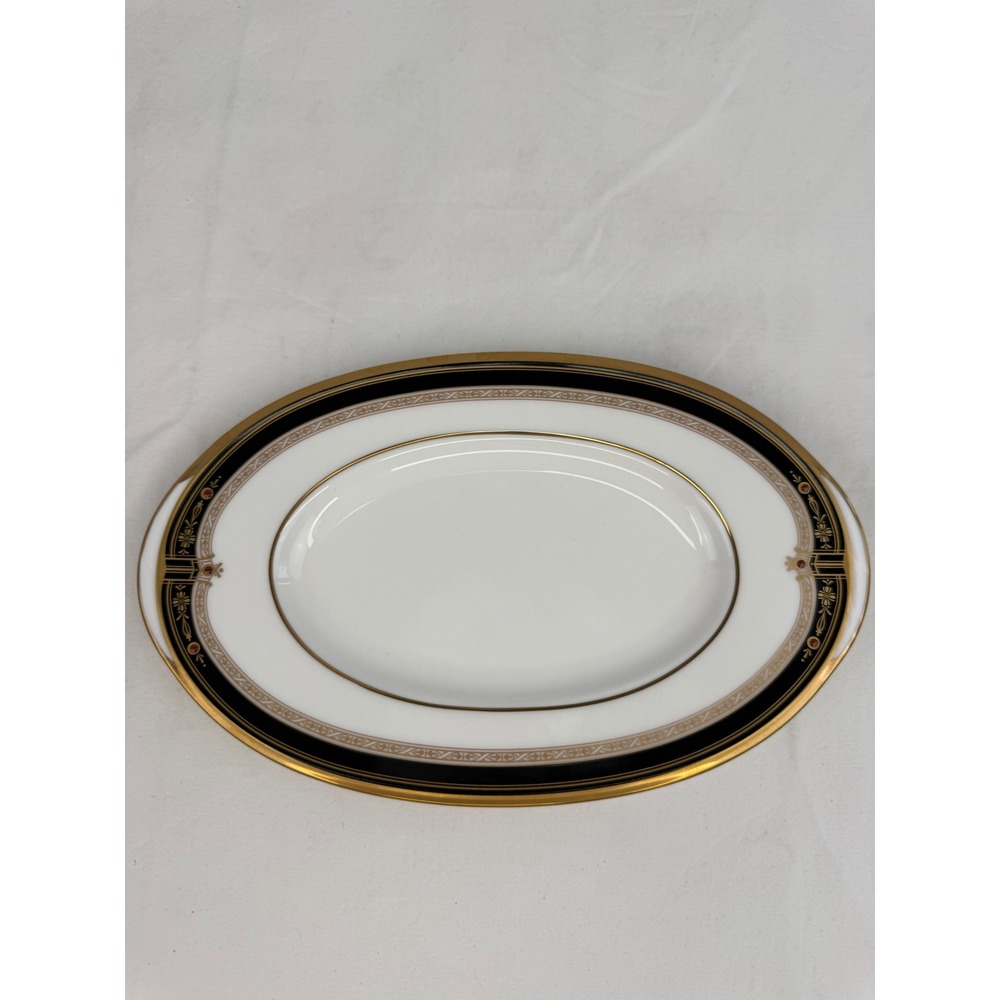 Noritake Gold and Sable 9758 Bone China Oval Serving Platter Black Gold Japan - Picture 5 of 7